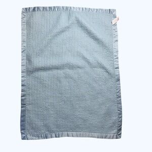 Carters Blue Waffle Knit Baby Blanket with Satin Trim CX109657 SML‎